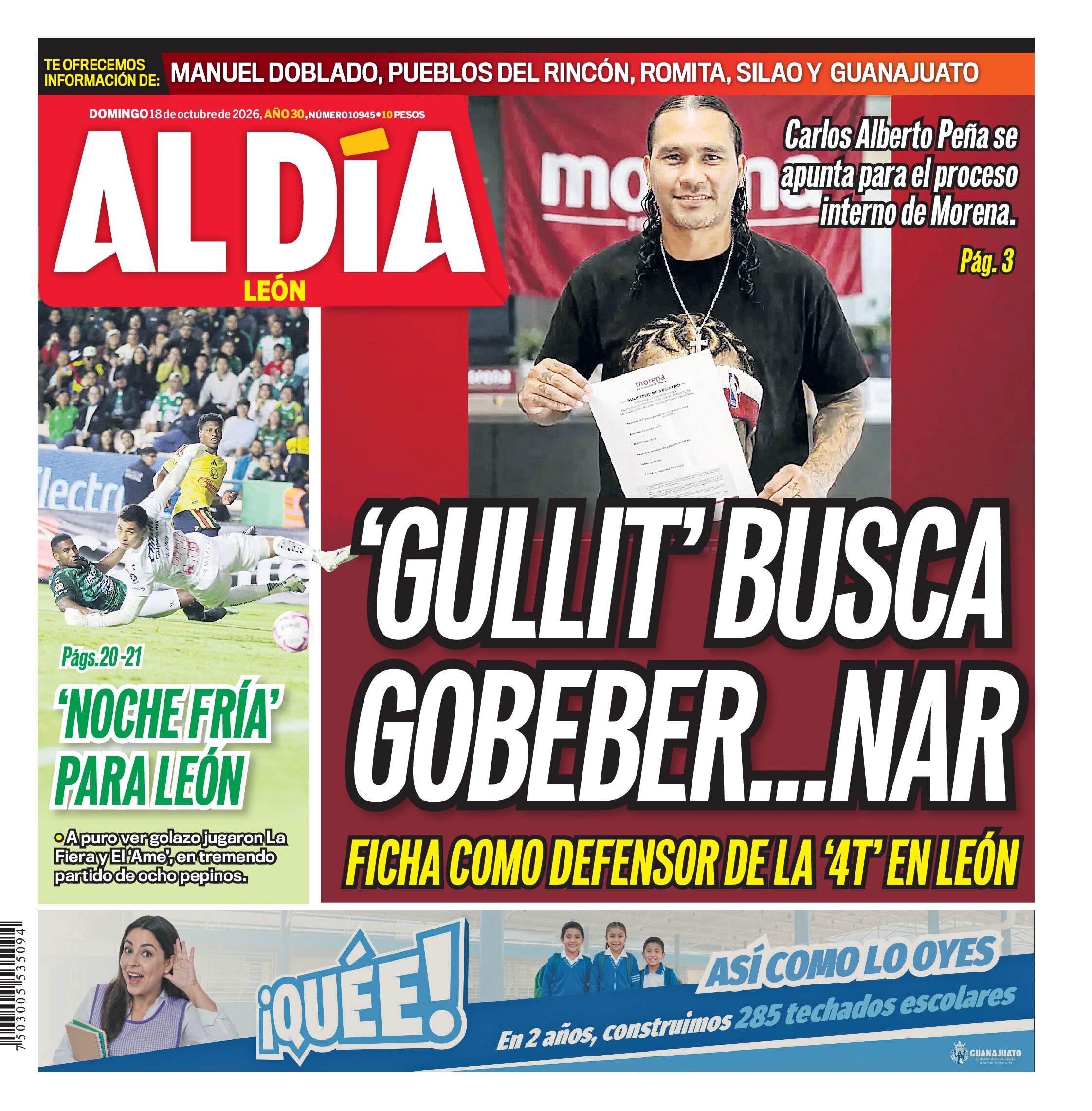 Portada del periódico Al Día